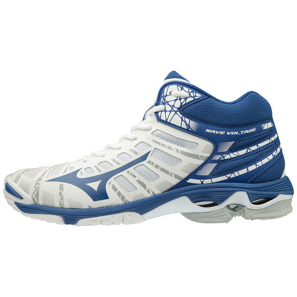 Zapatillas Voleibol Mizuno WAVE VOLTAGE MID Mujer Blancas/Azules Baratas QZCH-53698